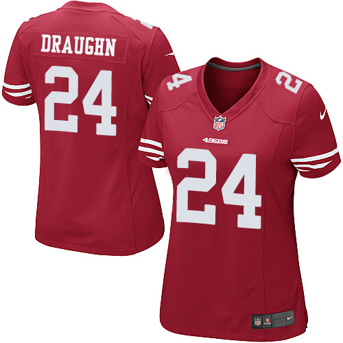 Women's Elite Shaun Draughn Nike Jersey Red Home - #24 NFL San Francisco 49ers